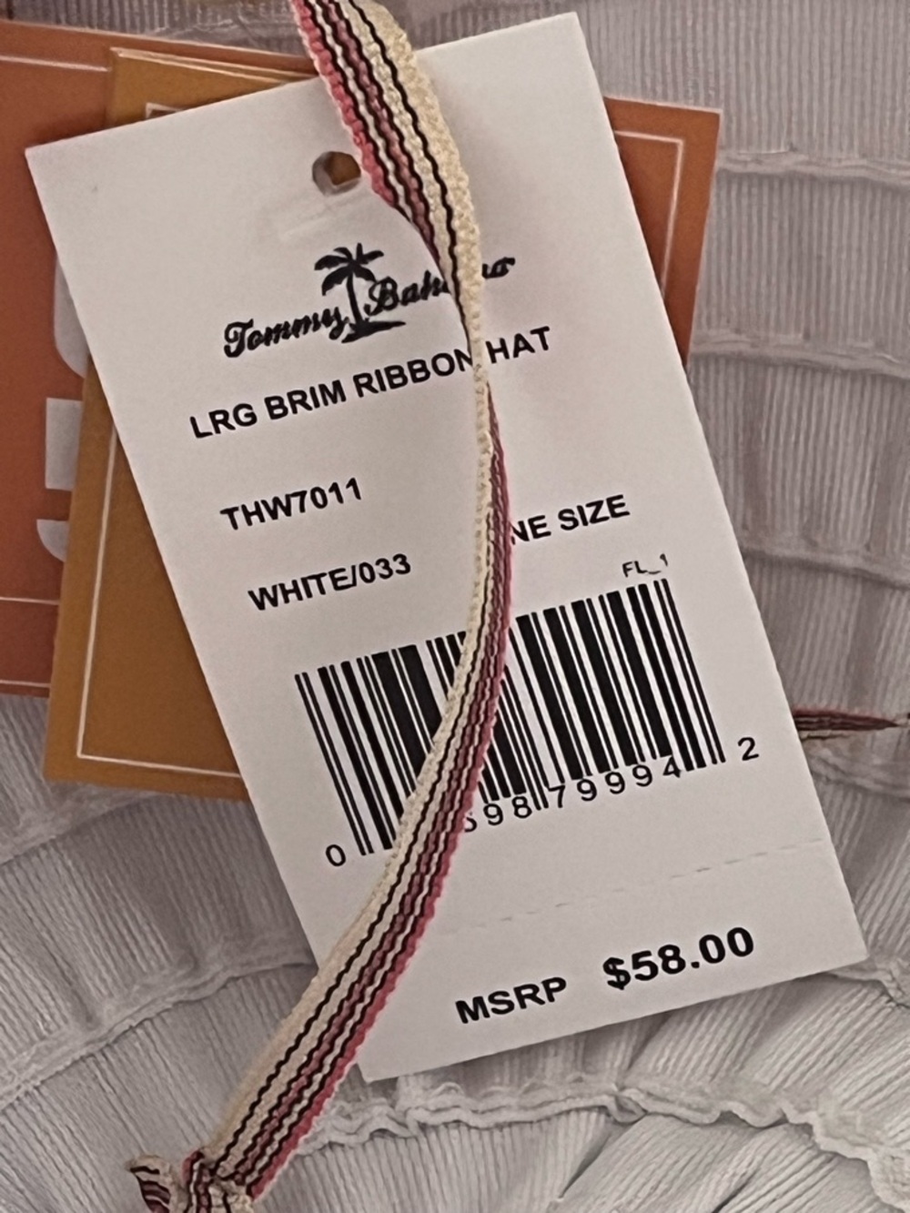 Tommy Bahama packable washable White Wide Brim Sun Hat with Buckle Accent - Picture 5 of 5
